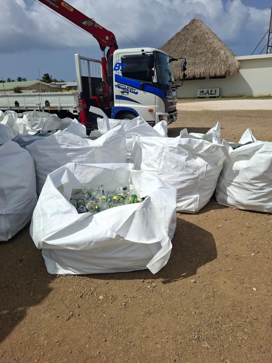 Big bags full of collected glass